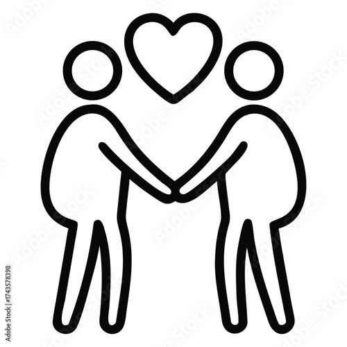 Couple in silhouette, man and woman holding hands, a vector illustration of love, romance, and family
