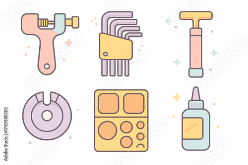 Essential bicycle maintenance kit with pump, patch kit, and chain tool