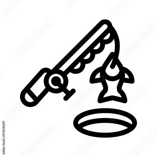 icon ice fishing with style outline