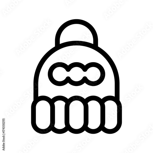 icon winter hat with style outline