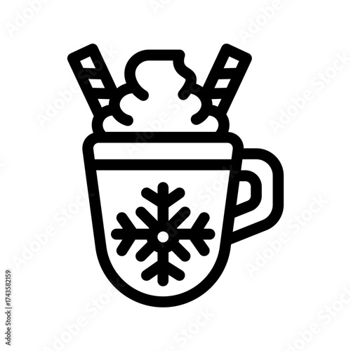 icon ice coffee with style outline
