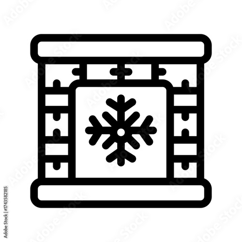 icon fireplace with style outline