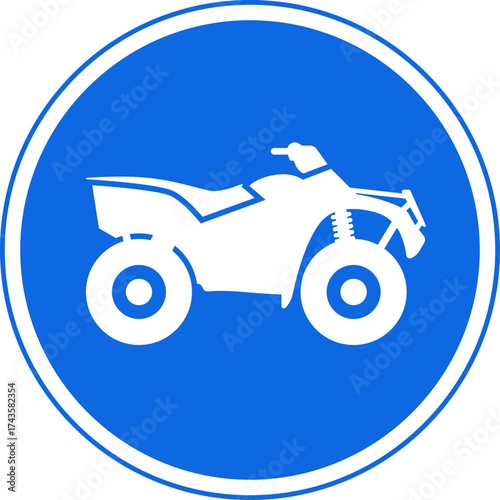 Traffic signs permitting specific types of vehicles. Mandatory signs vector. quad bike
