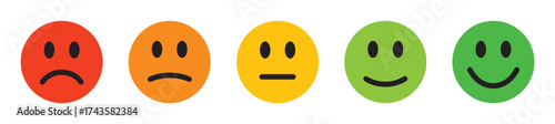 Set of different emotion emojis - colorful emoticons - x5