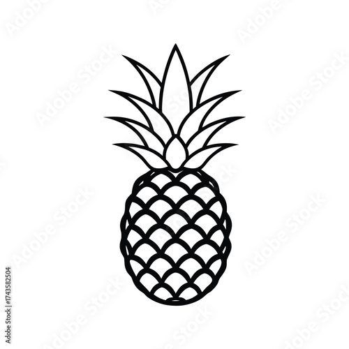 silhouette line art of a pineapple vector illustration