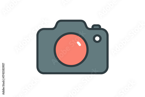 Stylized compact digital camera icon for photography and technology concepts
