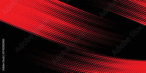 Abstract speed line style blue halftone banner design template. Red and blue halftone dot pattern with grunge texture. Sporty style white and black dot pop art comic, Modern.