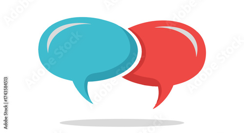 Dialogue concept illustrated with two overlapping colorful speech bubbles, a vector icon symbolizing conversation, communication, and social media chat