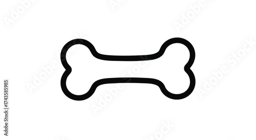 Clean and modern vector outline of a classic canine bone, ideal for use in pet-themed designs, animal welfare projects, or as an icon for dog-related applications in digital media