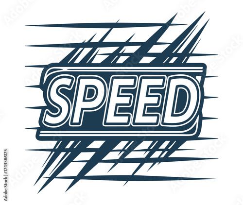 Stylish speed lettering with motion lines conveys a sense of rapid movement, perfect for designs related to racing, hot rods, and automotive culture
