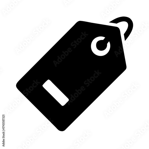 Black price tag icon on white background representing cleaning concept  