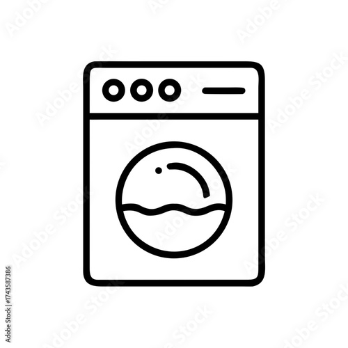 Washing machine icon in simple vector style for cleaning concept  