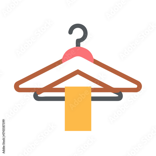 Clothes hanger icon with a towel in flat design style  