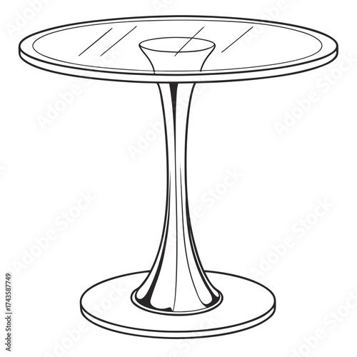 Elegant modern round glass top table with a single pedestal base and a flat circular bottom stand