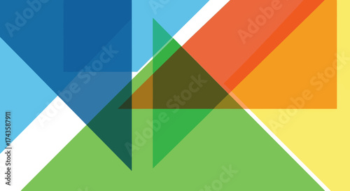 Overlapping geometric shapes in vibrant colors create a visually stunning pattern abstract design
