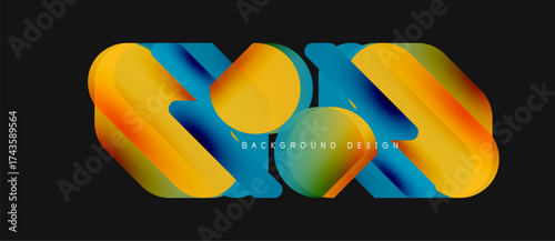 Abstract colorful waves form dynamic design. Gradient hues blend, creating modern visual impact. Text reads background design.