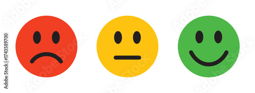 Set of different emotion emojis - colorful emoticons - x3