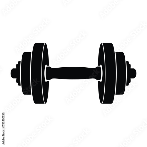 Simple silhouette of a dumbbell for fitness and exercise themes vector