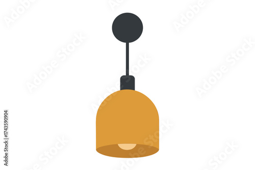 Minimalist ceiling pendant lamp with yellow dome shade and dark mounting hardware