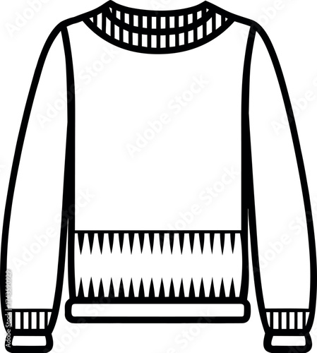 Black and white outline of a sweater icon
