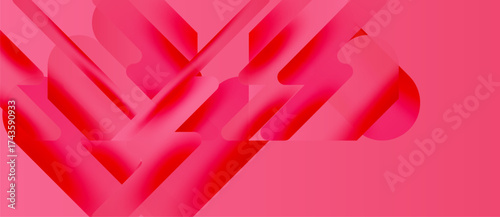 Abstract pink design. Overlapping shapes create dynamic visual texture. Gradient shades offer depth, modern aesthetic.