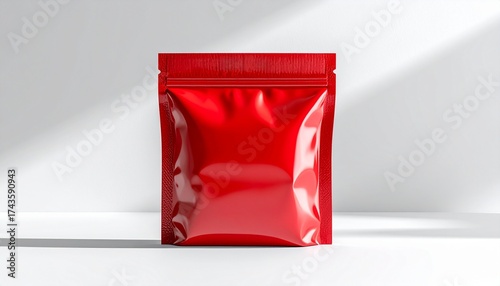 Red packaging, white isolated background