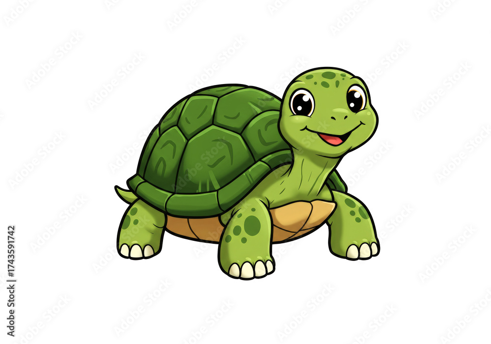Fototapeta premium Cartoon turtle on a white background