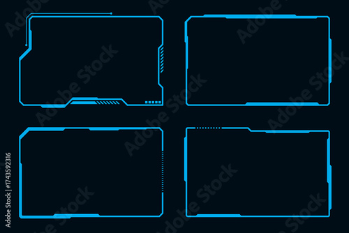 HUD screen digital interface contol panel blue frame technology