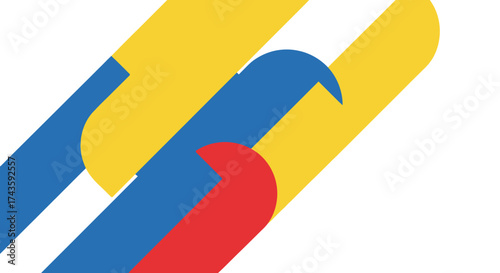 Free Download Dynamic interplay of bold geometric shapes in red blue and yellow on a clean white backdrop - GFXLoad