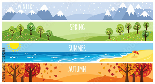 Illustrative depiction showcasing the progression of four distinct seasons transitions