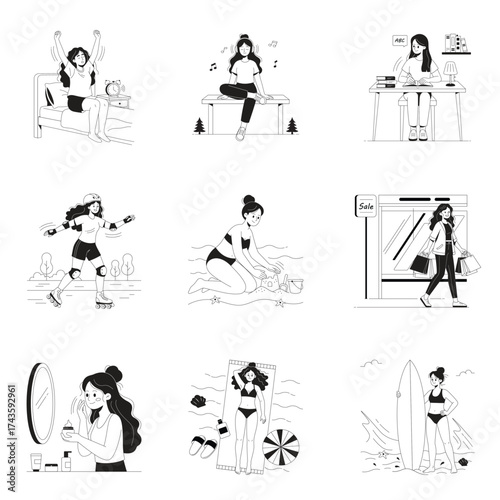 Girls Vector illustration set 3