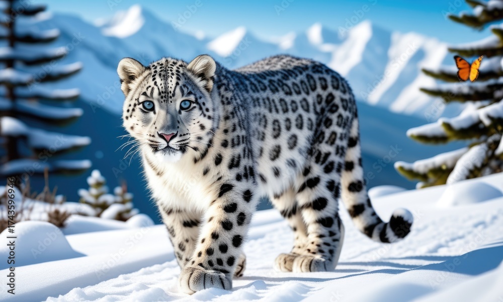 custom made wallpaper toronto digitalSnow leopard trekking through pristine mountainous snow with majestic grace