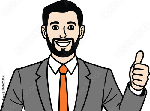 Businessman with Thumbs Up Illustration