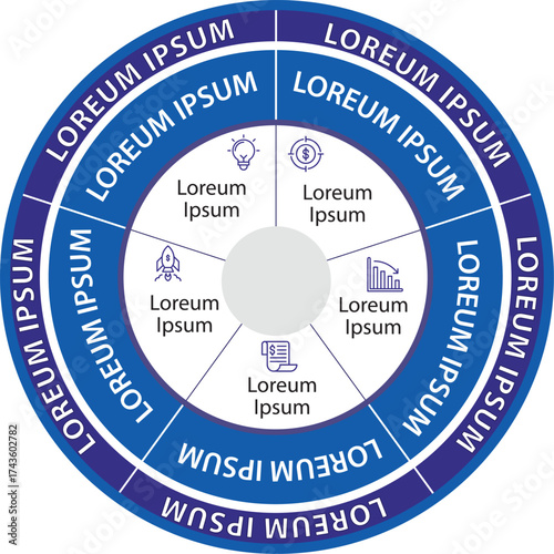 Collection of vector circle chart infographic templates for presentations, advertising, layouts, annual reports.5 options, steps, parts	