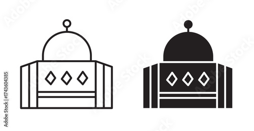 A synagogue icon typically features a building with a Star of David on top, representing Judaism and Jewish identity