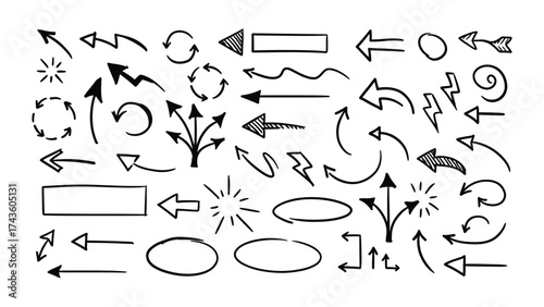 Doodle Arrow Set Hand-drawn Directional Vector Elements for Design