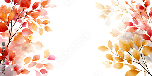 Watercolor Autumn Leaves Frame on Black fall foliage