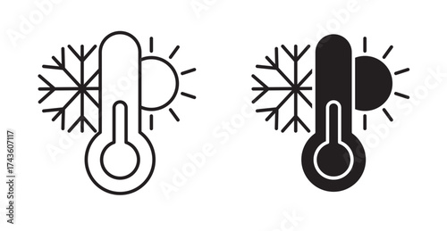 HVAC icons represent different functions like cooling (snowflake), heating (sun), and fan speed (signal bars)