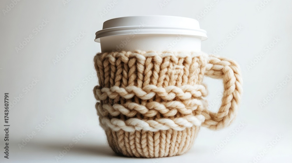 Obraz premium Knitted Coffee Cup Cozy