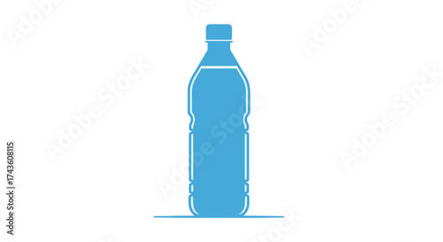 Vivid outline of a plastic water bottle, isolated against a pristine white canvas showing hydration