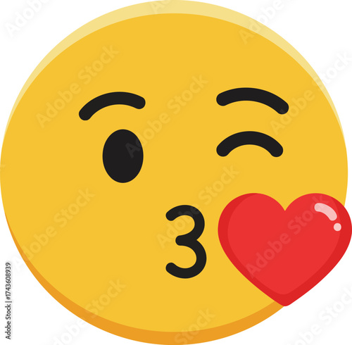 Winking Emoji with a Kiss and Heart Expressing Affection and Love Online
