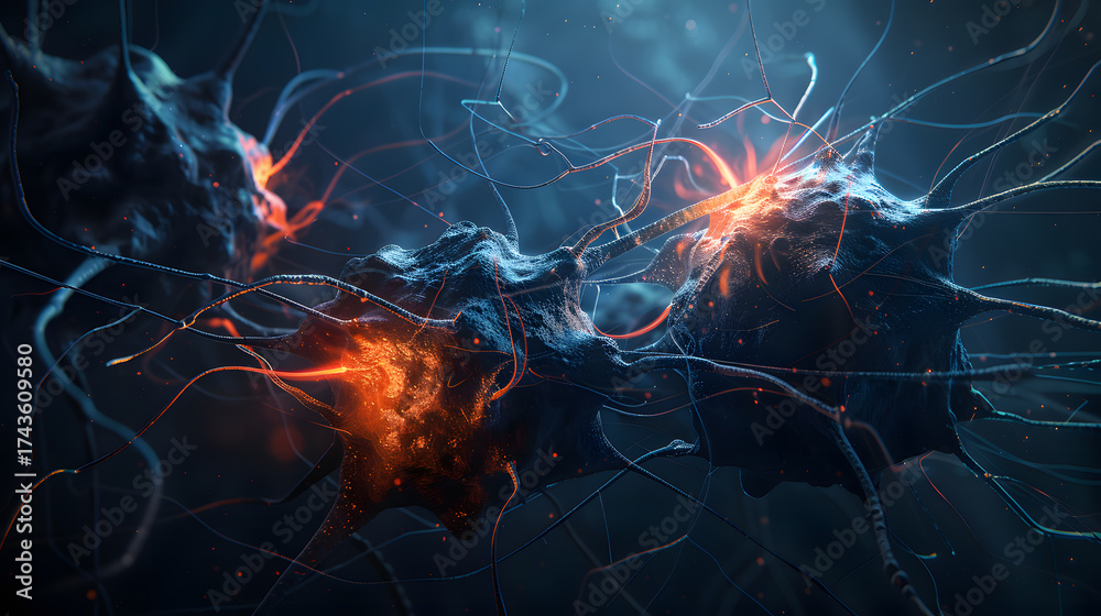 Fototapeta premium A dark 3D illustration of cancer cell division