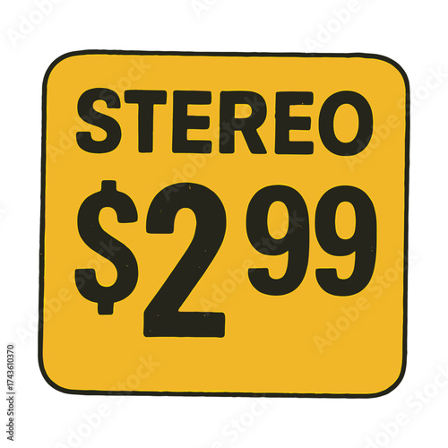 Vintage stereo price tag vector