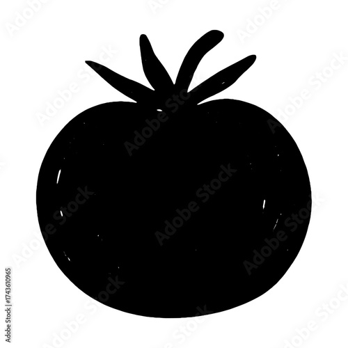Simple black tomato silhouette illustration vector