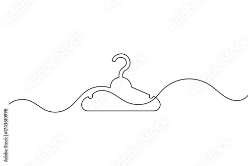 Clothes hangers one line minimalist continuous drawing outline vector isolated on white background
