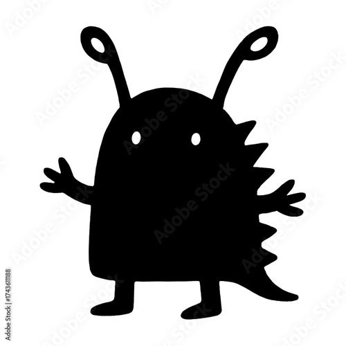 Cute cartoon monster silhouette vector