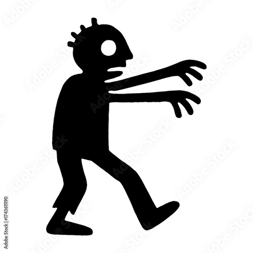 Silhouette zombie cartoon figure vector