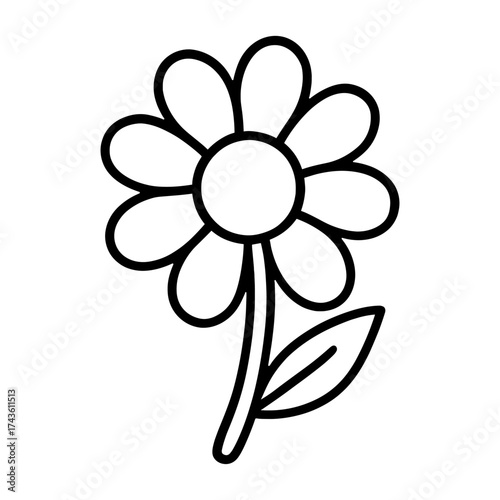 Simple daisy line art illustration vector