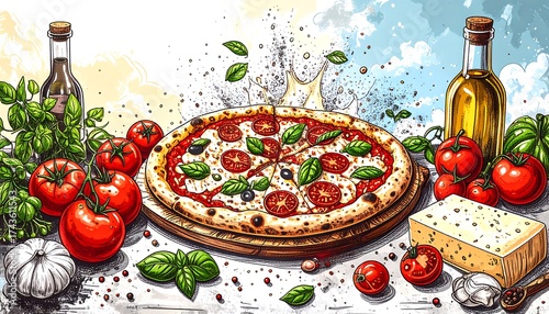 Pizza with ingredients