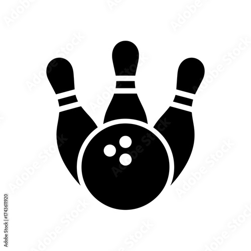Vector art of bowling strike icon with ball and pins